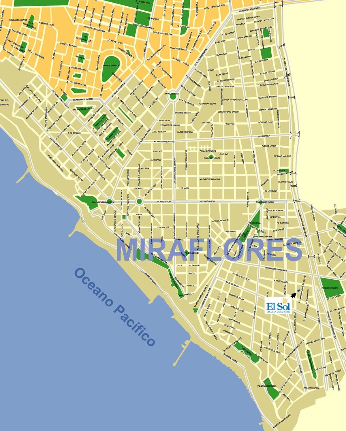 karta över miraflores Lima-peru