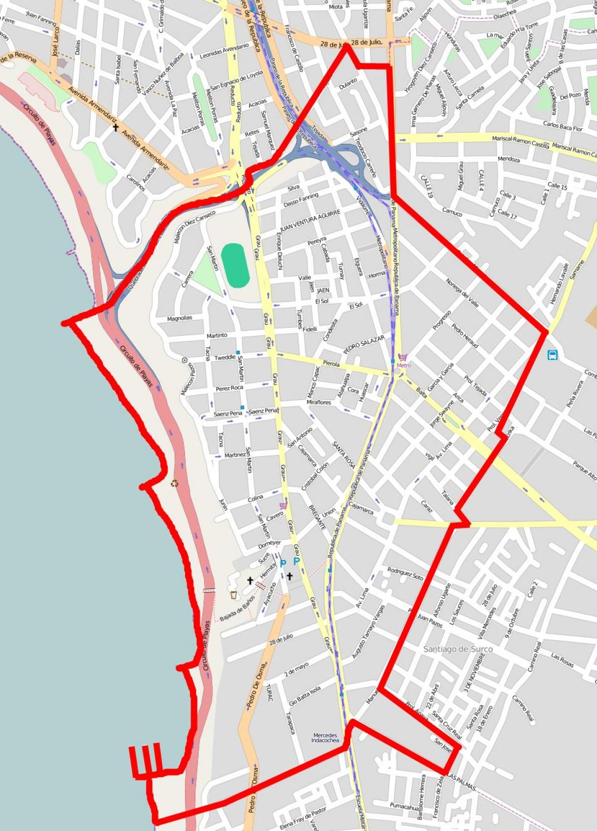 Karta över Lima barranco