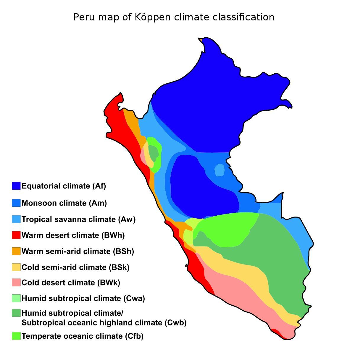 Karta över peru klimat