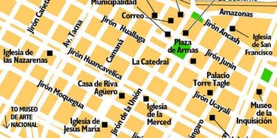 Karta över centrala Lima peru